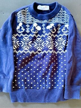 GAP x Disney Navy and White Fair Isle with Mickey Crewneck Sweater